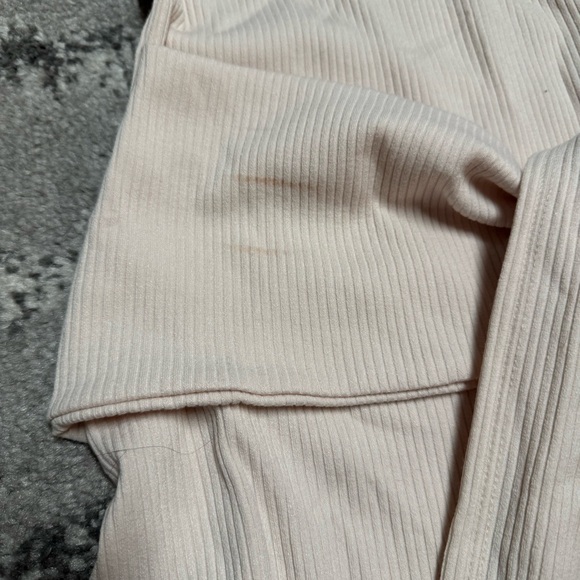 VICI Oatmeal Cream Ribbed Long Sleeve Maxi Slit Tie Waist T-shirt Dress - Picture 2 of 7